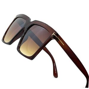 Square Brown Sunglasses Oversized Fashion Sun Glasses Shades Women Lentes Gafas‎